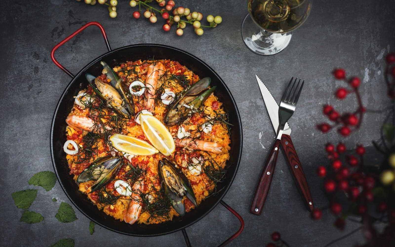Arroz con marisco del Restaurante Goya, recién salido del fuego